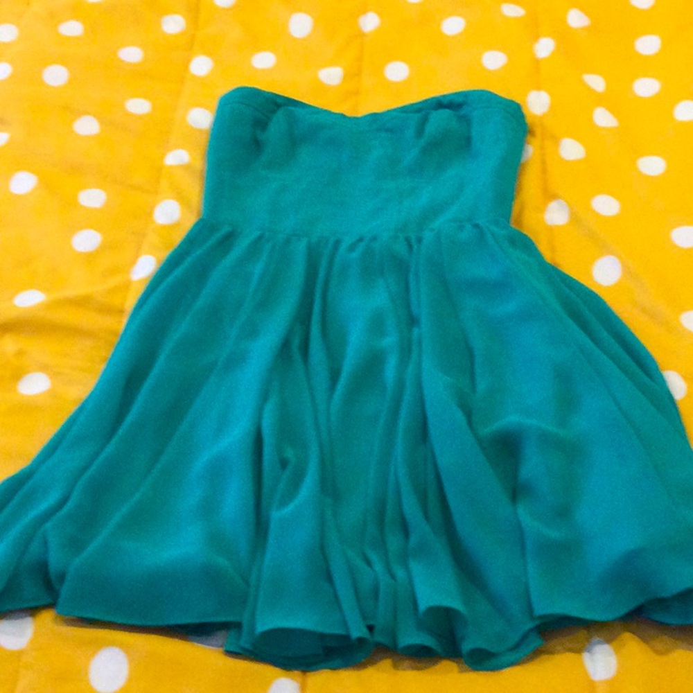 GUESS TEAL STRAPLESS Fit and flare mini DRESS, size 0
